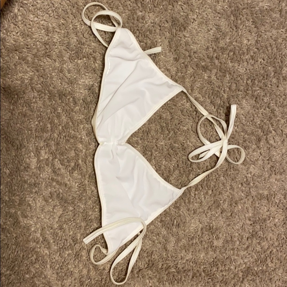 silky white not padded bathing suit top
